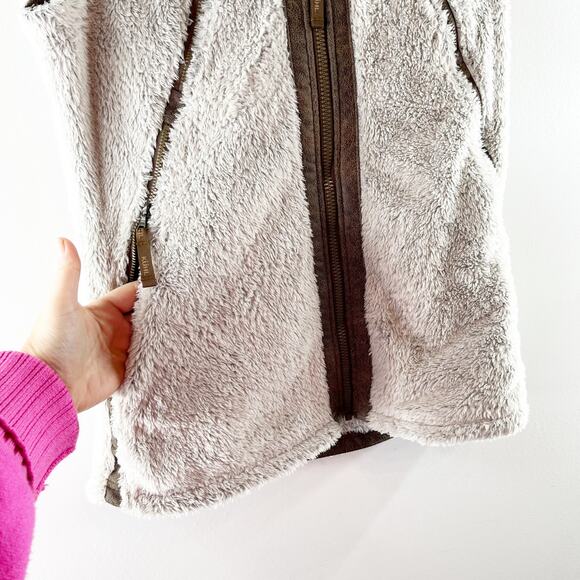 Kuhl Fleece Flight Full Zip Hooded Vest Cream Brown Small - Picture 7 of 8